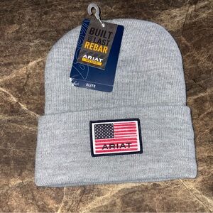 Ariat Men's Rebar American Flag Patch Beanie gray nwt one size